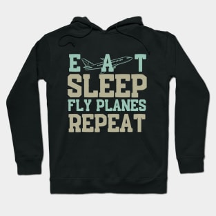 Vintage Eat Sleep Fly Planes Repeat Steward Flight Attendan Hoodie